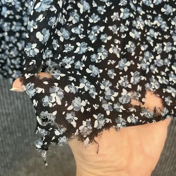 Michael Kors Womens Smocked Tank Dress Size Small Blue Floral Bohemian Cottage - Picture 8 of 11